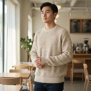 Tricot Jack&Jones Originals Homme Large Beige à rayures jaune bleu